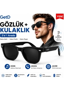  Bluetooth Kulaklıklı Akıllı Gözlük Kulaklık + Gözlük Müzik, Arama, AI Çeviri Özellikleriyle Siyah